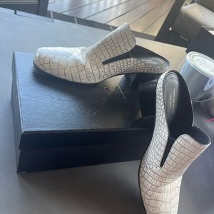 Dries Van Noten White snakeskin mules